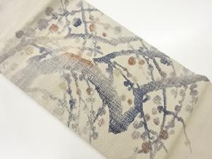 手織り紬手描き枝に実模様名古屋帯